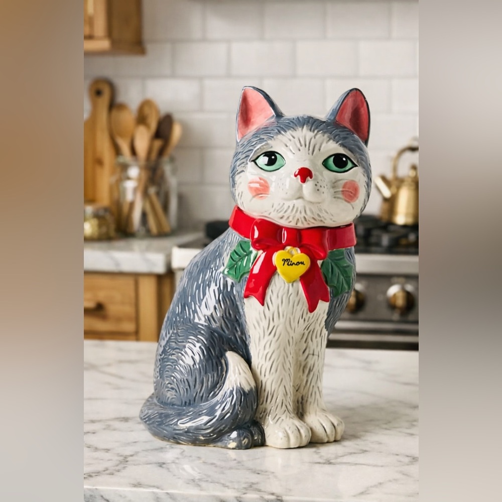 Anthropologie Cat Cookie Jar Ceramic Stoneware – NEW! Gift for Cat Lovers